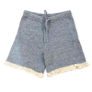 Anthropologie blue knit shorts with ruffle trim Sz. XS